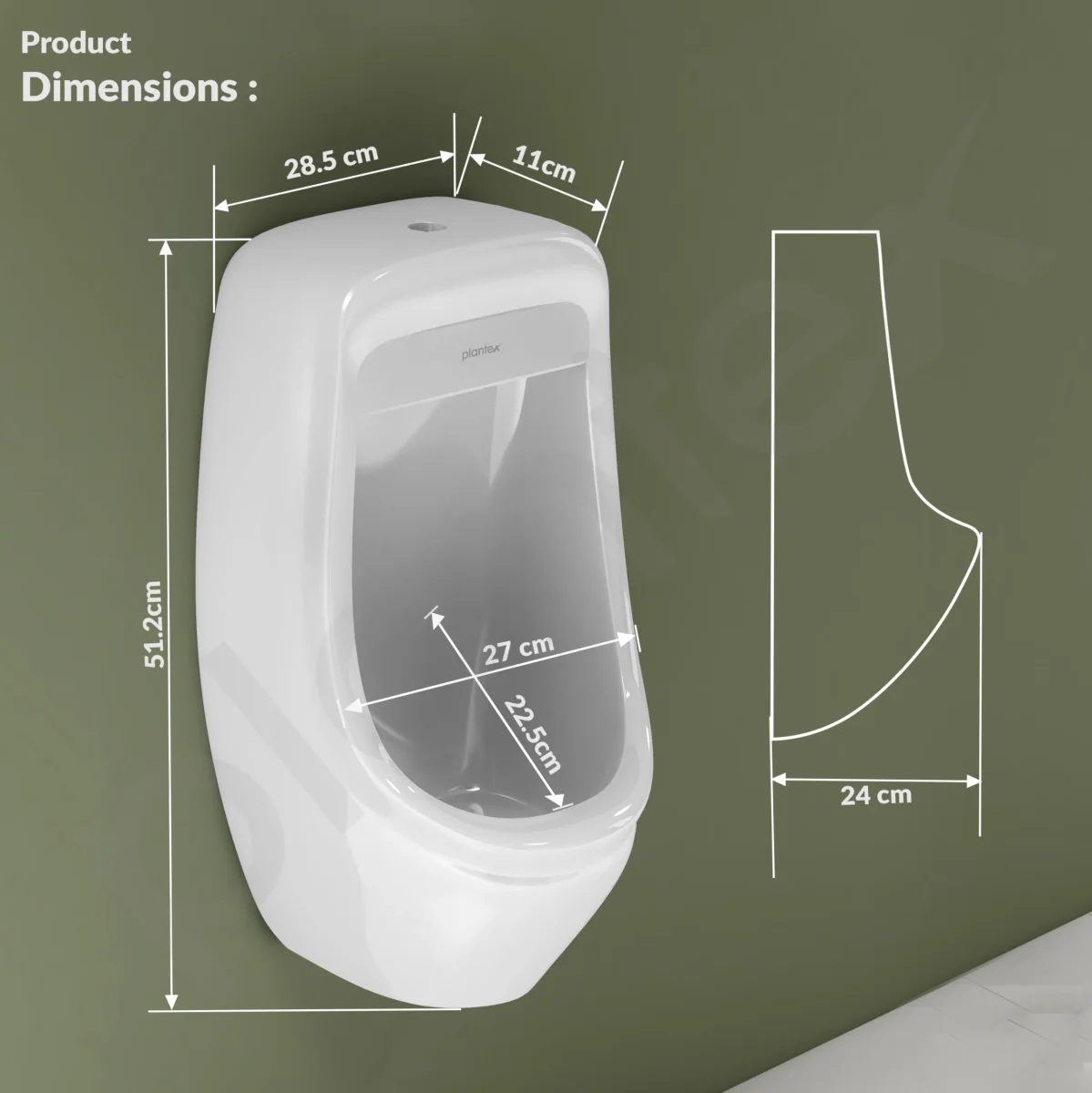 Plantex Premium Wall Mount Large Urinal Pot for Men/Male/Boy/Gents Toilet for Bathroom/Commode for Toilet- (White, Loki) - Image 4