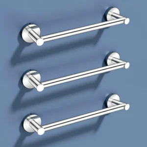 Plantex Towel Rod for Bathroom/12 inch Towel Bar/Towel Holder/Towel Hanger for Home/Bathroom Accessories - Pack of 3 (Chrome)