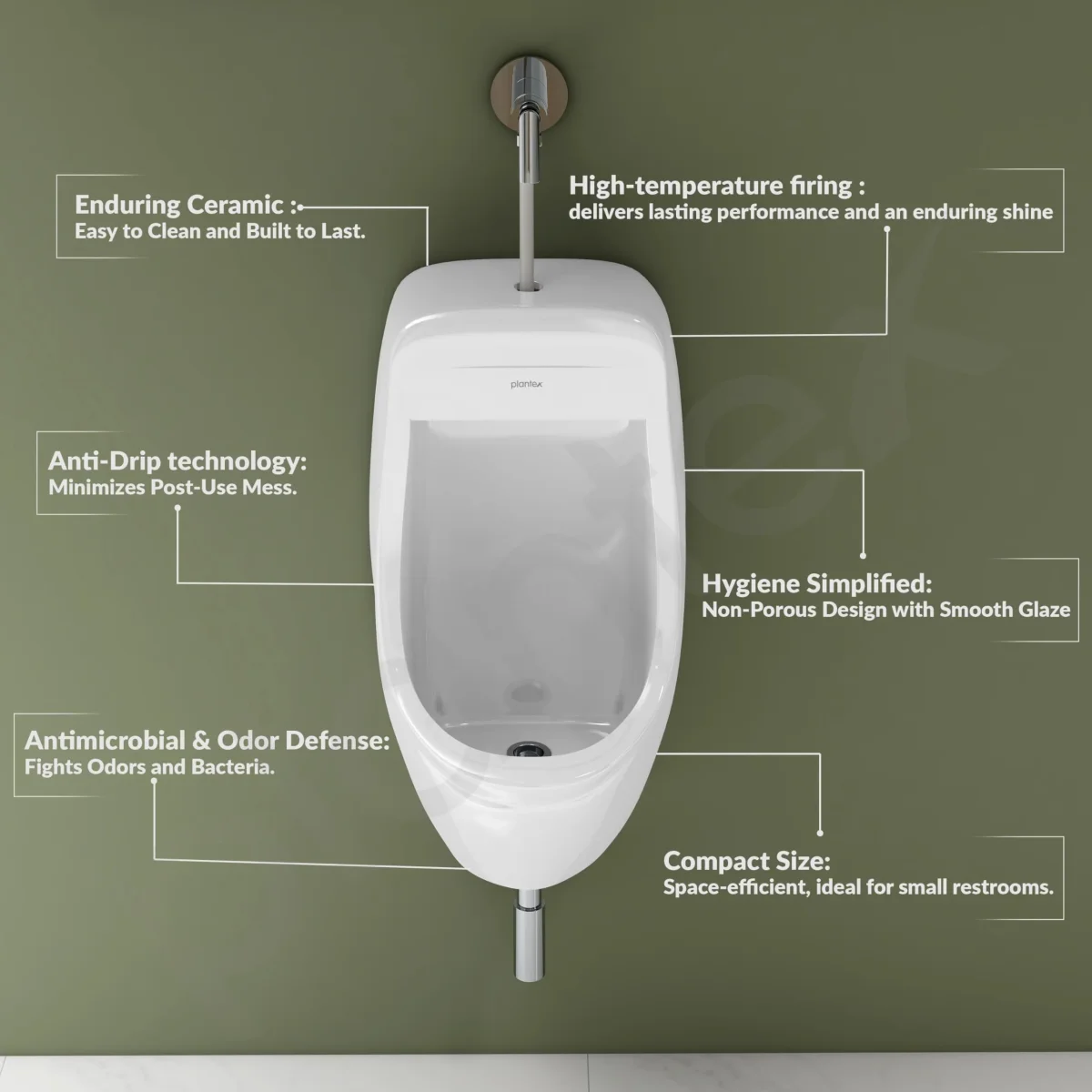 Plantex Premium Wall Mount Large Urinal Pot for Men/Male/Boy/Gents Toilet for Bathroom/Commode for Toilet- (White, Loki) - Image 3