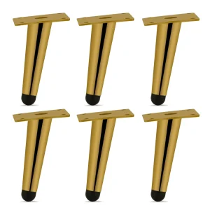 Plantex 4 Inch Sofa Legs for Bed Furniture/Sofa Legs for Table/Sofa Support Legs with Rubber Grip (Gold, 6 Pcs)