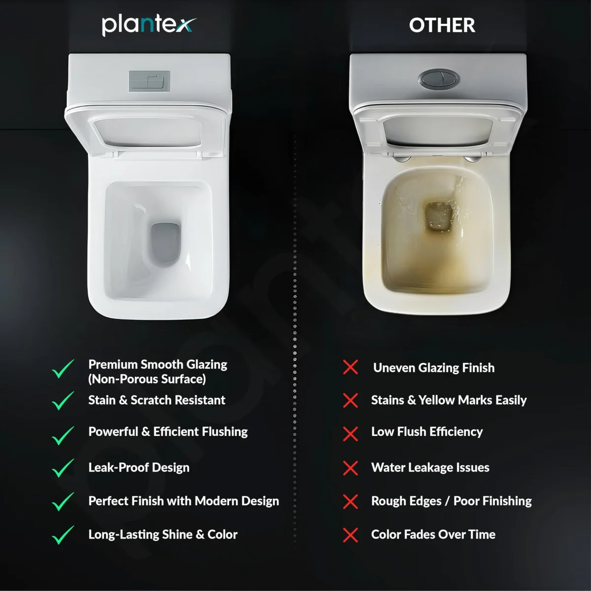 Plantex Platinum Ceramic Commode/S Trap One Piece Western Toilet/Rim Washdown Flush Commode with Soft Close Toilet Seat Cover (White) - Image 8