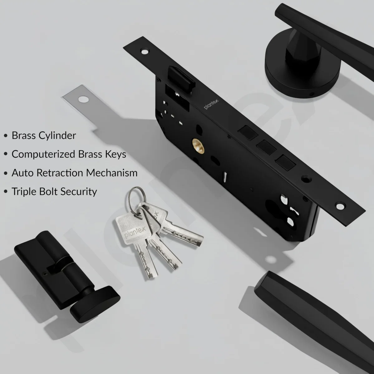 Plantex Door Lock for Home/Main Door Lock Set/Mortise Lock Set with Brass Lock Body & Cylinder - Pack of 1 (7135, Z-Black) - Image 5