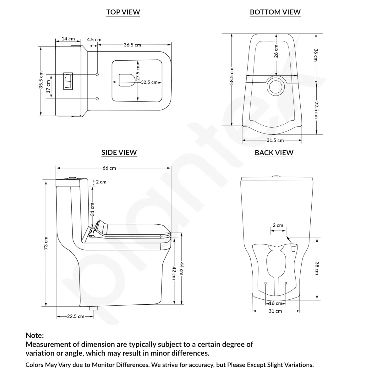 Plantex Platinum Ceramic Commode/S Trap One Piece Western Toilet/Rim Washdown Flush Commode with Soft Close Toilet Seat Cover (White) - Image 4