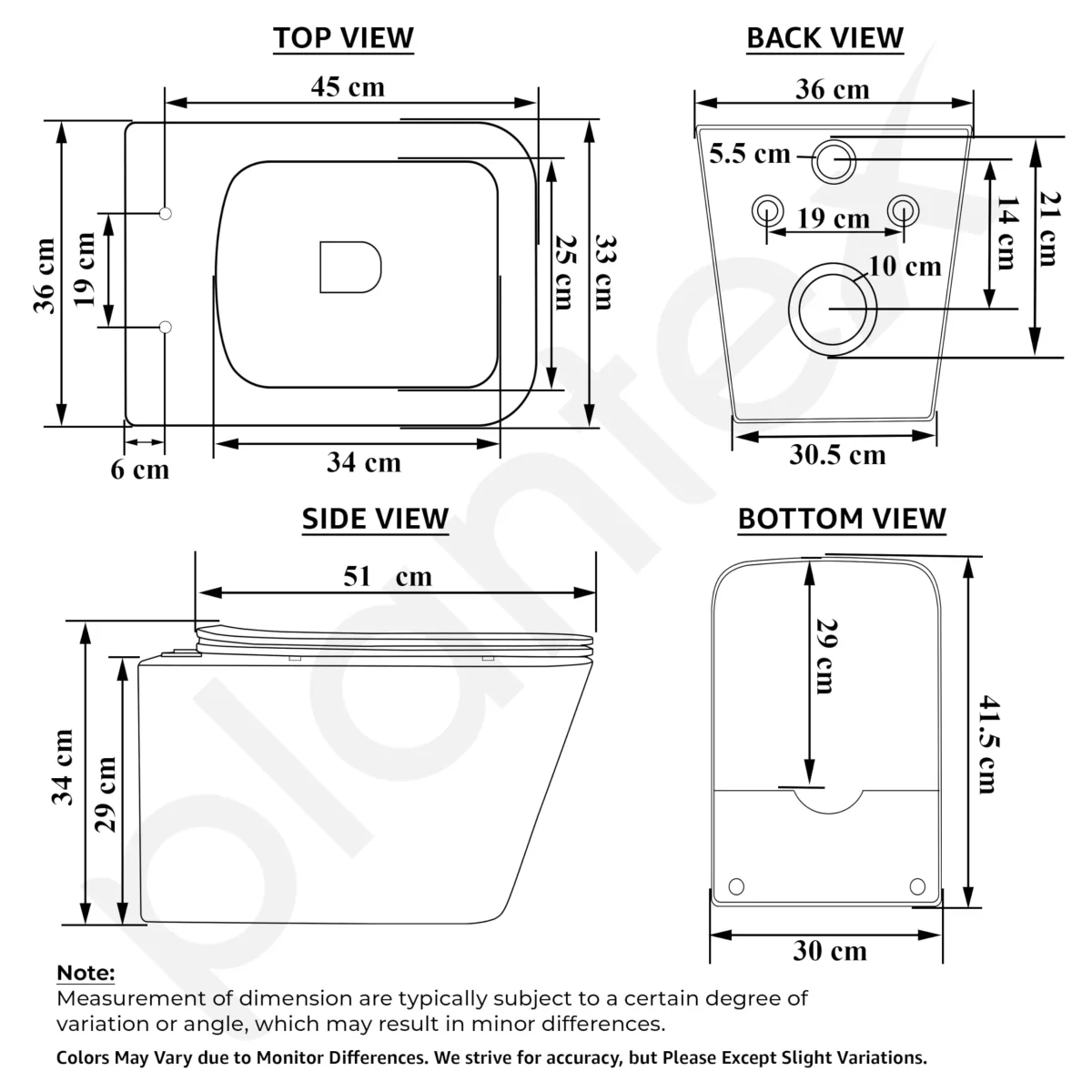 Plantex Imported Italica Ceramic Wall Hung Commode Toilet/Rimless Western Toilet/Washdown Commode with Soft Closing Toilet Seat - P Trap (Square - Matt Khaki) - Image 4