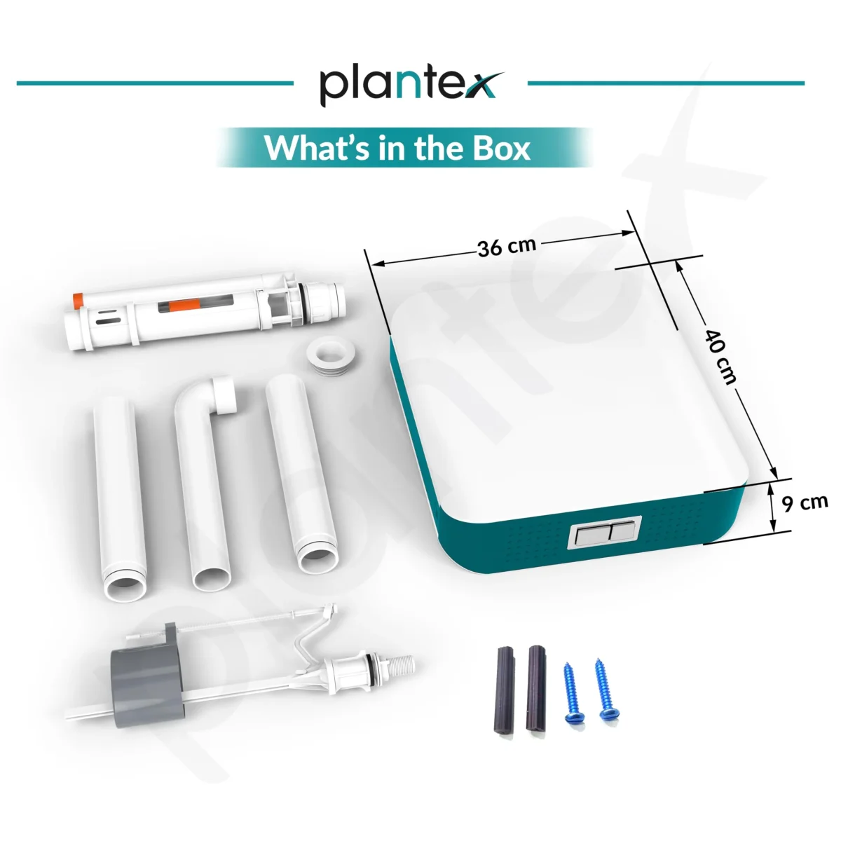 Plantex Flush Tank for Toilet with 7 Ltr water Capacity/Slim & Dual Tone Polypropylene Commode Flush Tank with Internal Accessories - Pack of 1 (Ocean Green & White) - Image 4