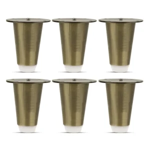 Plantex 3 Inch Sofa Legs for Bed Furniture/Sofa Legs for Table/Sofa Support Legs with Rubber Grip (Brass Antique, 6 Pcs)