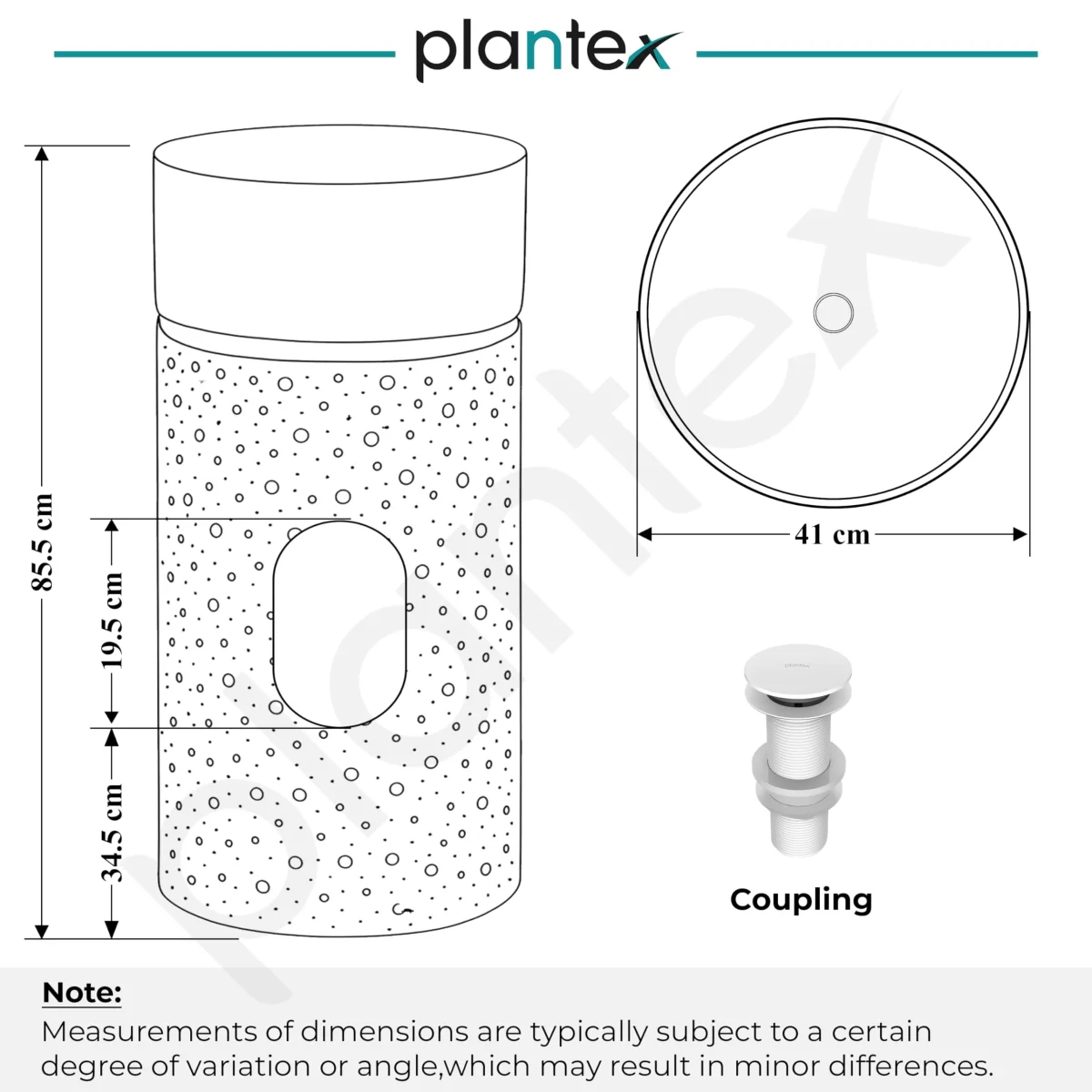 Plantex Ceramic Pedestal Basin for Bathroom/One Piece Pedestal Free Standing Round Wash Basin for living Room/Hotel (Beige) - Image 6