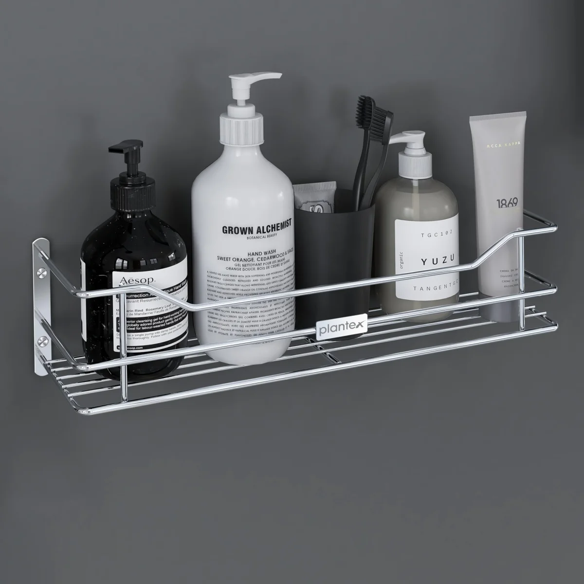 Plantex Bathroom Shelf for Wall Steel/Wall Mounted Shelf for Kitchen with Railings/Washroom Organizer (16 inch, Chrome)