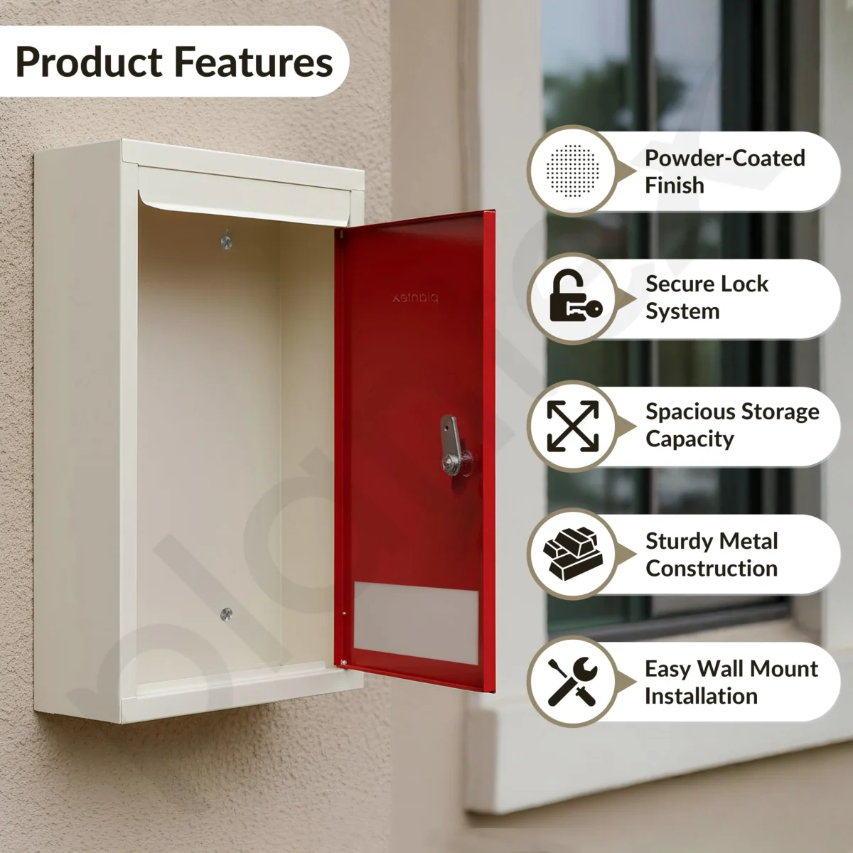 Plantex All in 1 Multipurpose Big Size Letter/Complaint/Suggestion/Donation Box With Lock - Table Top or Wall Mount (Red & Ivory) - Image 3