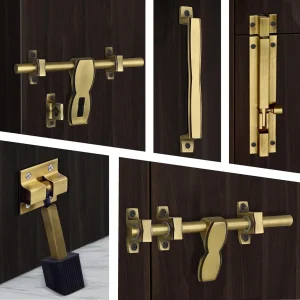 Plantex Stainless Steel Kit for Single Door - Hardware Accessories (10 inch Al-Drop, 8 inch Latch, 7 inch 2 Handles, 7 inch Tower Bolt, 4 inch Stopper) - (DMAL-03-Brass Antique)